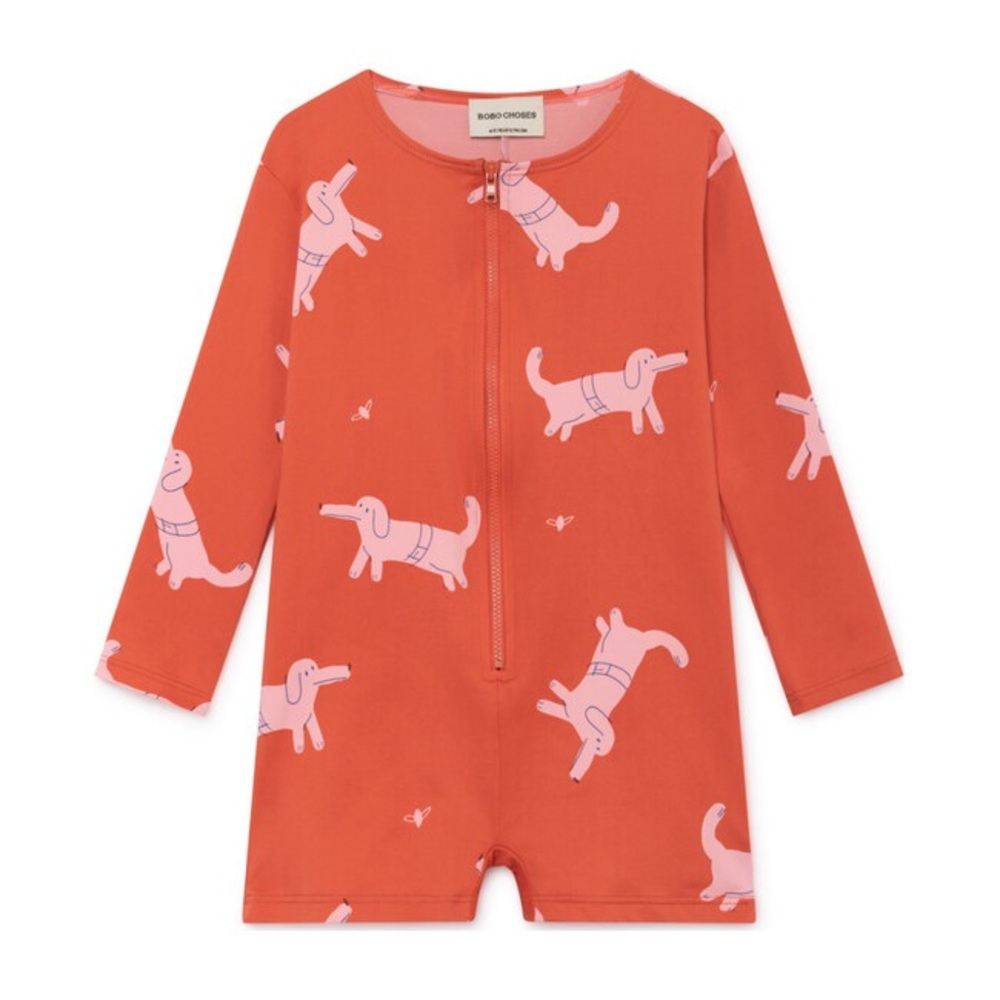 Bobo Choses Dogs Swim Overall in Red Clay/Vermilion